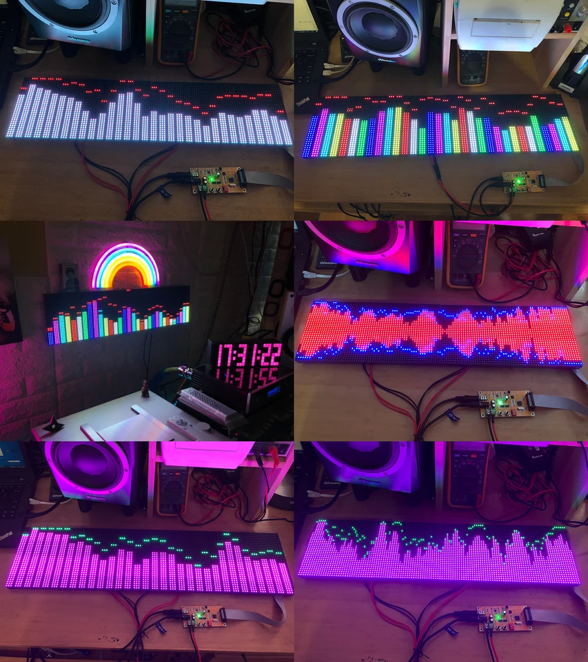 AS128 Hlasové ovládanie hlasu Plná farba RGB hudobné spektrum Display Analyzer Stereo Audio KTV Stage LED Rhythm Light 64 Režim pre zosilňovač