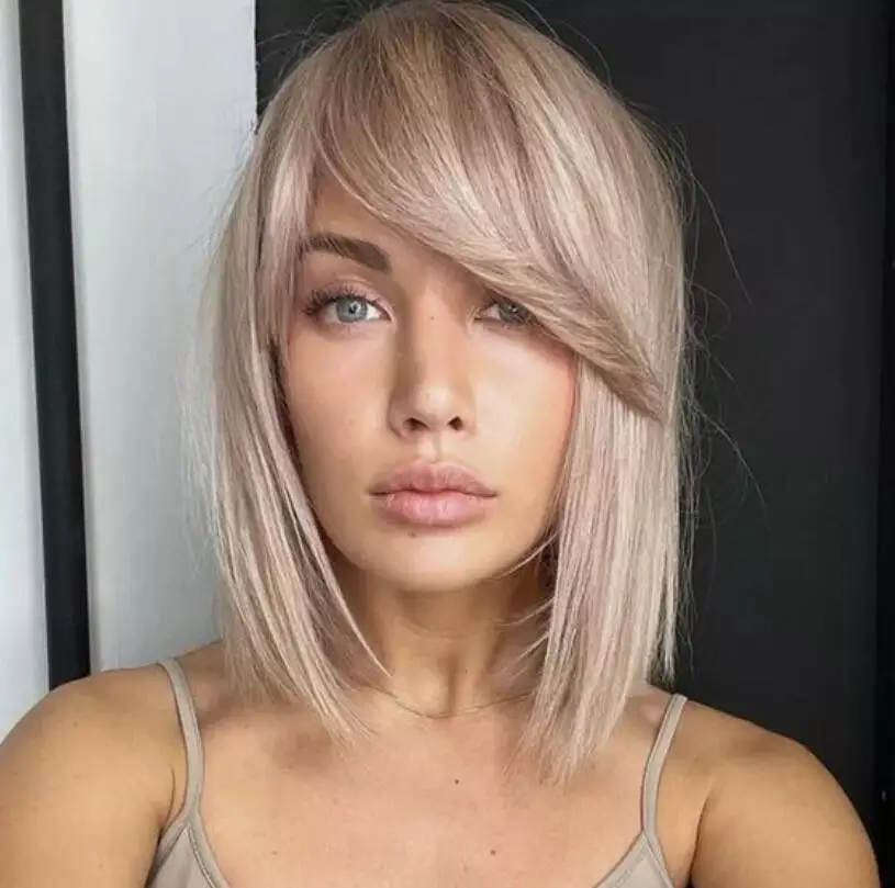 Ash Blonde Bob Parochne krátke rovné ombre blond parochne s treskami prírodné parochne USA