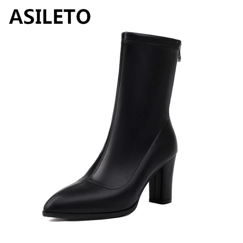 ASILLETO FASH MODE 8CM BLOCK Päta Midcalf Boots Sexy jesenné antislip topánky veľká veľkosť 43 44 46 47 48 us17 hnedá čierna