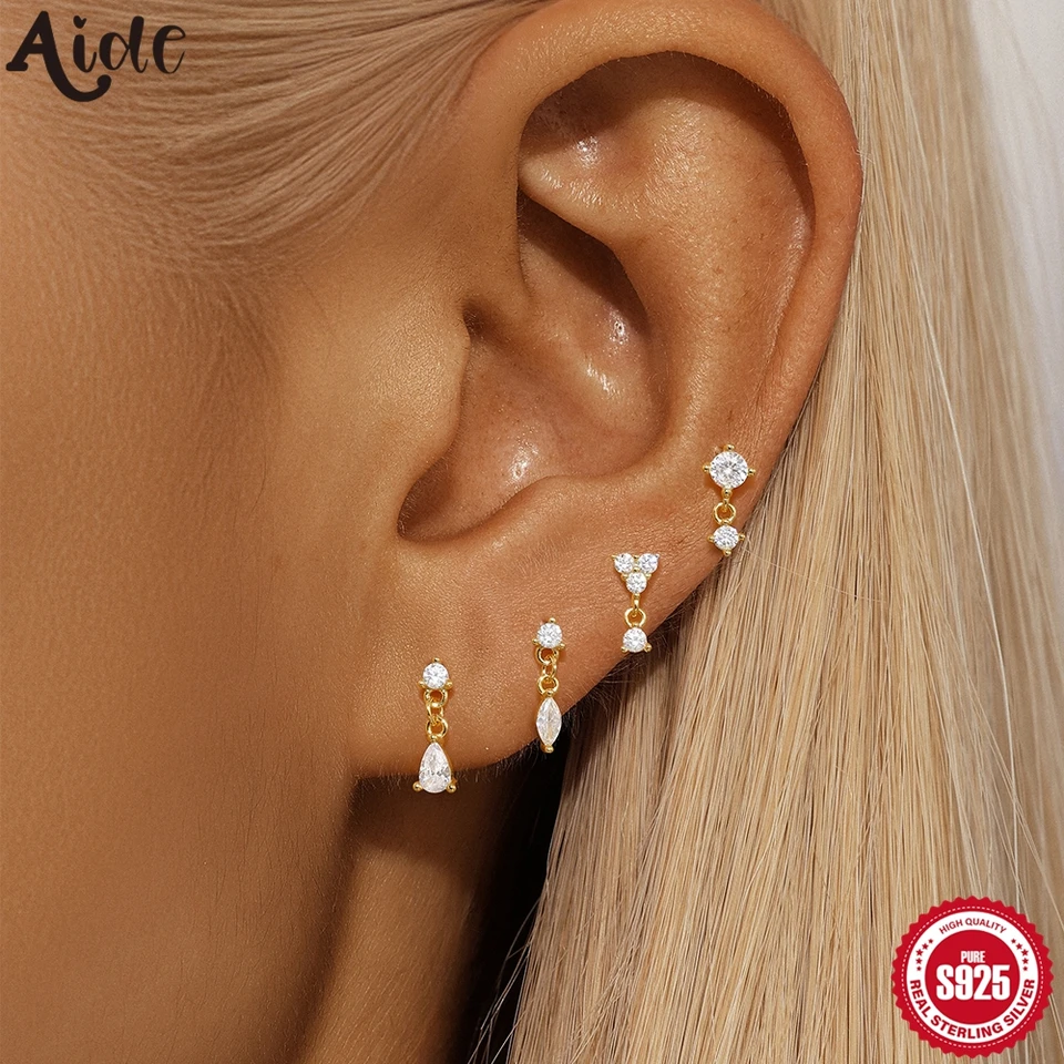 Asistent 925 Sterling Silver Freely Match Styles Zirkon Stud náušnice pre ženy DIY Y2K Piercing Crystal náušnice šperky darčeky