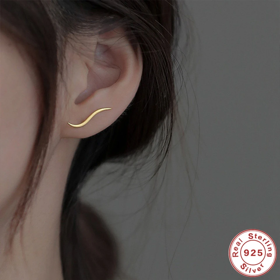 Asistent 925 Sterling Silver Korean Simple Eštelinovaná kaligrafia lezenie náušnice pre ženy vynikajúce náušnice v tvare S