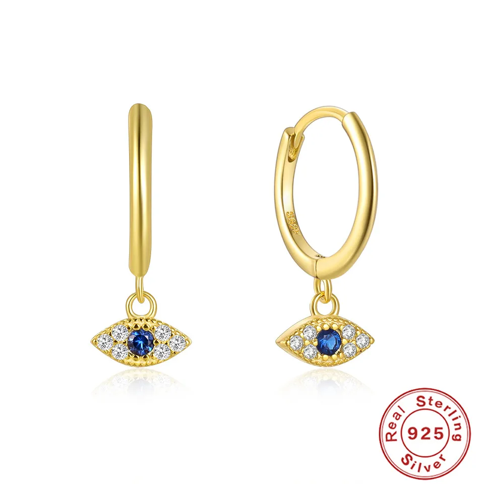 Asistent real 925 Sterling Silver Blue Zirkón Zlé očné prvky Stud Stud pre ženy Party Banquet Cool šperky príslušenstvo