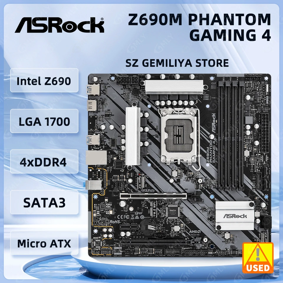 Asrock Z690M Phantom Gaming 4 Základná doska Z690 Z690 LGA1700 Z690 DDR4 M.2 Podpora 14900f 14700 13400 13600KF 12400 CPU CPU