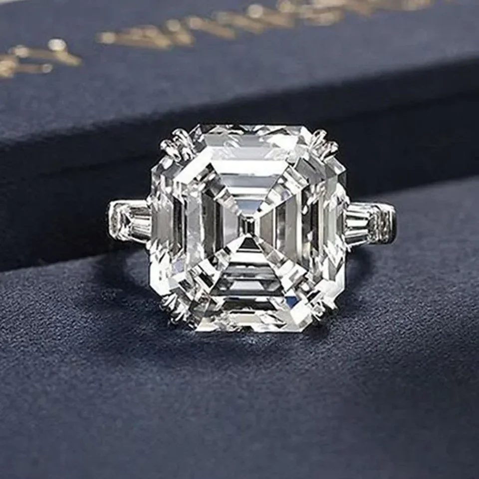 Asscher krištáľové kubické zirkónia prstene pre ženy módne svadobné zásnubné kapely ženské prsteň výročie Party Hot Jewery F1497