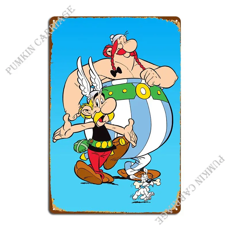 Asterix Obelix Idefix kovová značka Rusty Garáž potlačená garáž garážový plechový znak plagát
