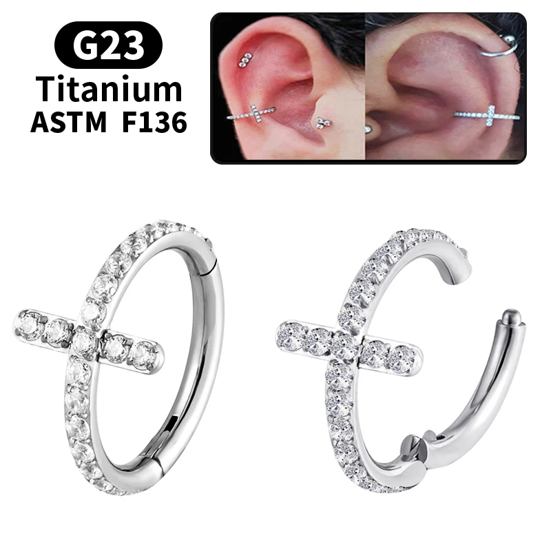 ASTM F136 G23 Titánske náušnice Zirkón krížové náušnice pre ženy