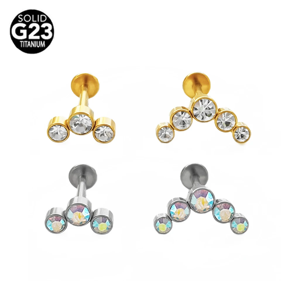 ASTM F136 Titanium Push do Labret bez závitu Piercing 16g Zlatá farba náušnice Chrupavka chrupavka Helix Body šperky pre ženy mužov