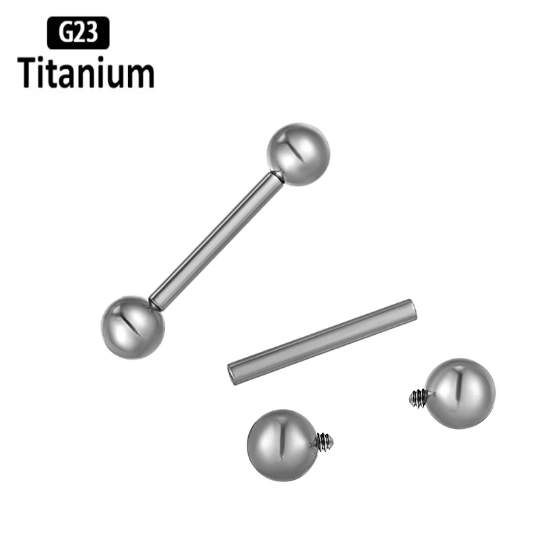 ASTM F136 Titánový barbell prsteň s priamym cumlíkom tyčinkou teleso šperky činka obočie Vnútorné závitové prepichnutie Piercing náušnice