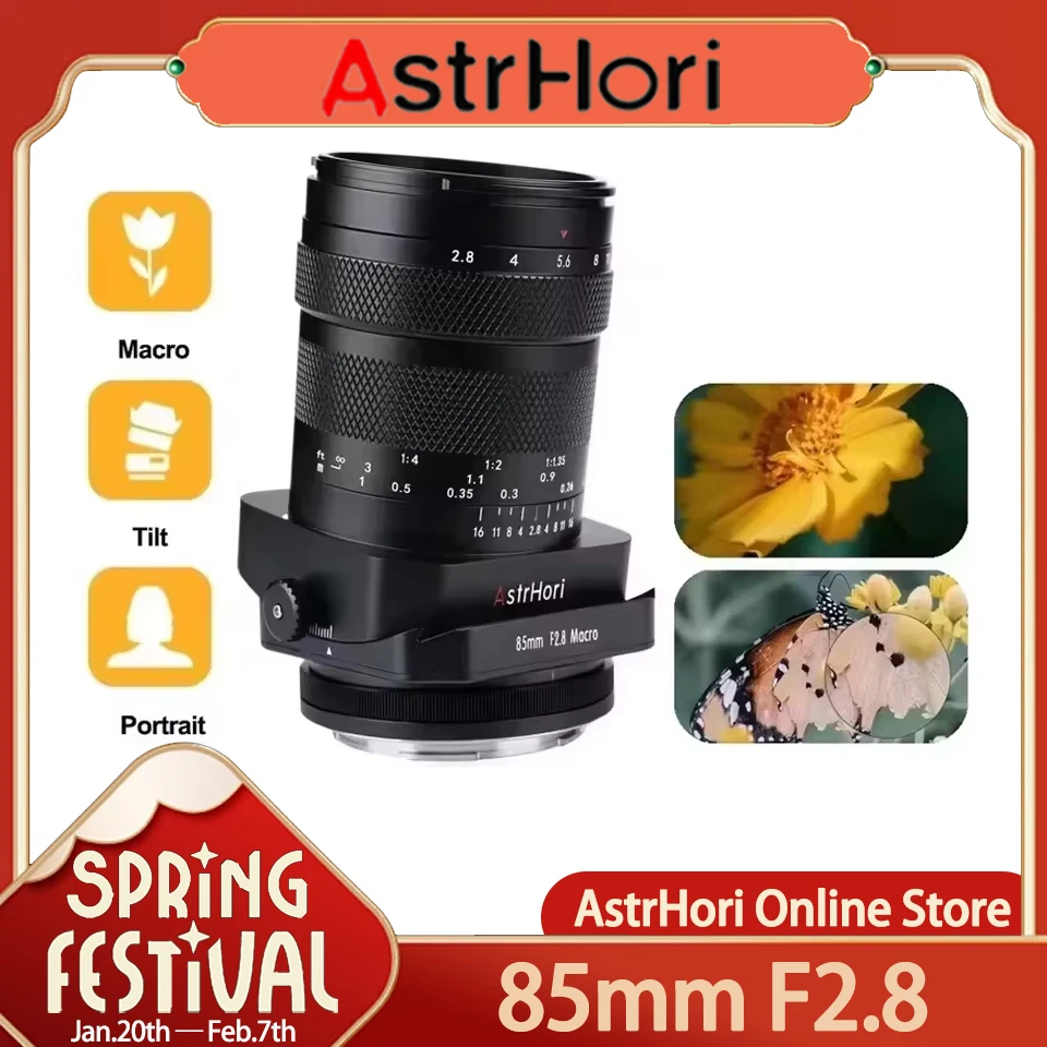 Astrhori Tilt Shift 85 mm F2,8 Full Rám Makro šošovky manuálne zaostrenie hlavnej šošovky pre kánon rf fuji x Nikon z Sony e l-Mount