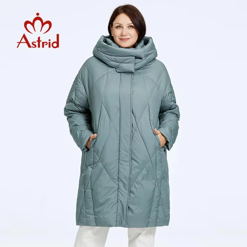 Astrid Dámska bunda zima 2023 plus veľkosť bio -dow down bundy s kapucňou prešívané bavlnené kabát Ženy Parka nepremokavé ženské oblečenie