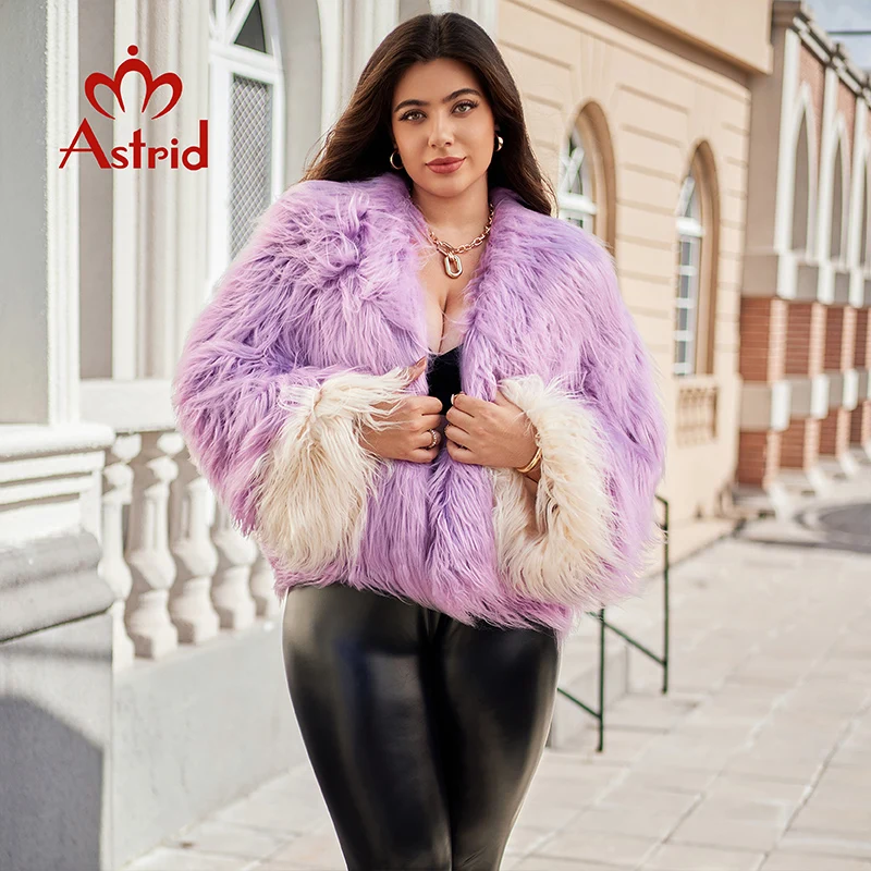 Astrid faux kožušina Ženy 2024 zimné voľné kardigan kožušinové bunda plus štýlové ženské luxusné chlpaté kabáty Girl Streetwear