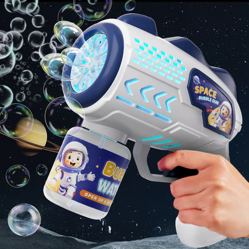 Astronaut Electric Automatic Light Bubble Stroj Bubbles Gun Summer Beach Bath Outdoor Game Fantasy Hračky pre deti Darček pre deti