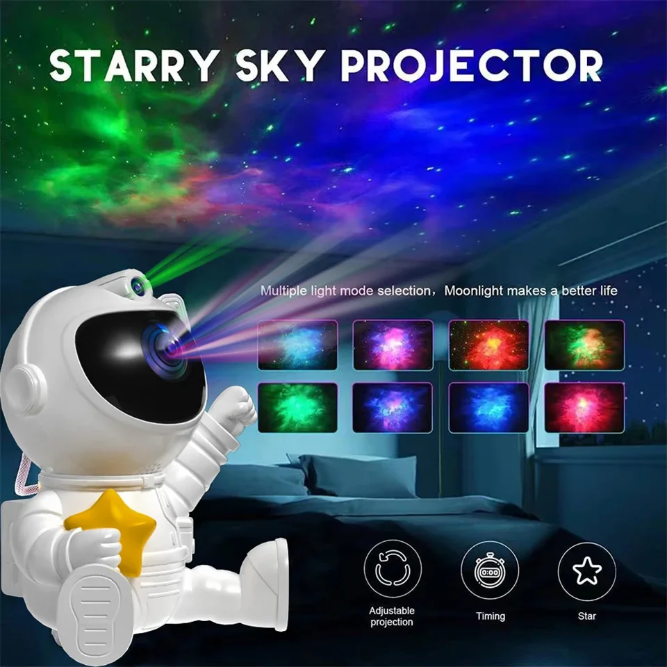 Astronaut Starry Sky Atmosféra LED nočné svetlo premietania Galaxy Star Projector Cartoon RGB projektory Lamp Desktop Dekorácie