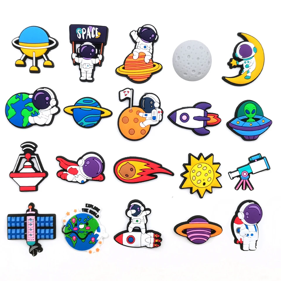 Astronauut kozmické kozmické topánky Kúzla pre kroky sandále sandále pre deti chlapec Dievčatá Dievčatá Men džínsy Dámske dekorácie dekorácie Buckle topánky doplnky