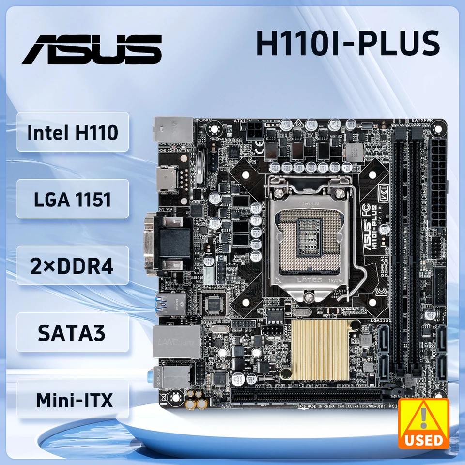 ASUS H110i-Plus Mini ITX Základná doska LGA 1151 DDR4 32 GB Intel H110 PCI-E 3,0 4 × SATA III USB3.0 Podpora 6. gen Core I5-6500