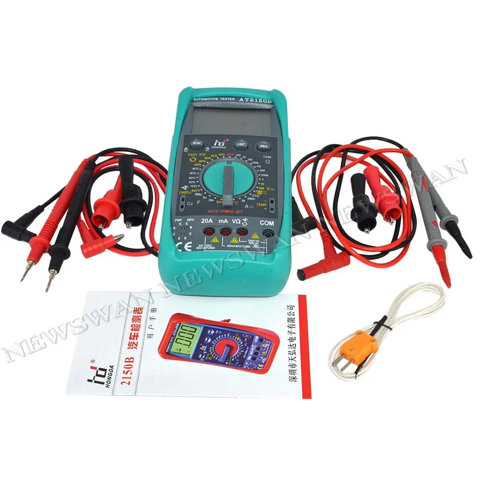 AT2150B Automotive Meter Tester Digitálny multimeterový multimeterový snímač Tachometer Cap W/ LCD podsvietenia