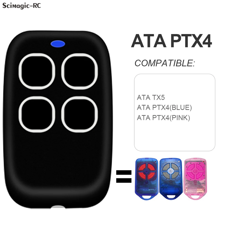 ATA PTX4 Securacode Garážové diaľkové ovládacie prvky 433.92MHz Rolling Code Programovanie ATA PTX-4 Diaľkové ovládacie garážové dvere otváracie garáže