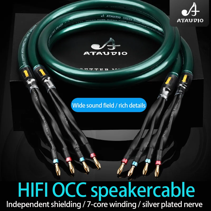 Ataudio jeden pár HIFI reproduktor kábel hi-end hi-end reproduktorový drôt pre hi-fi systémy y zástrčkový banánový plugový kábel