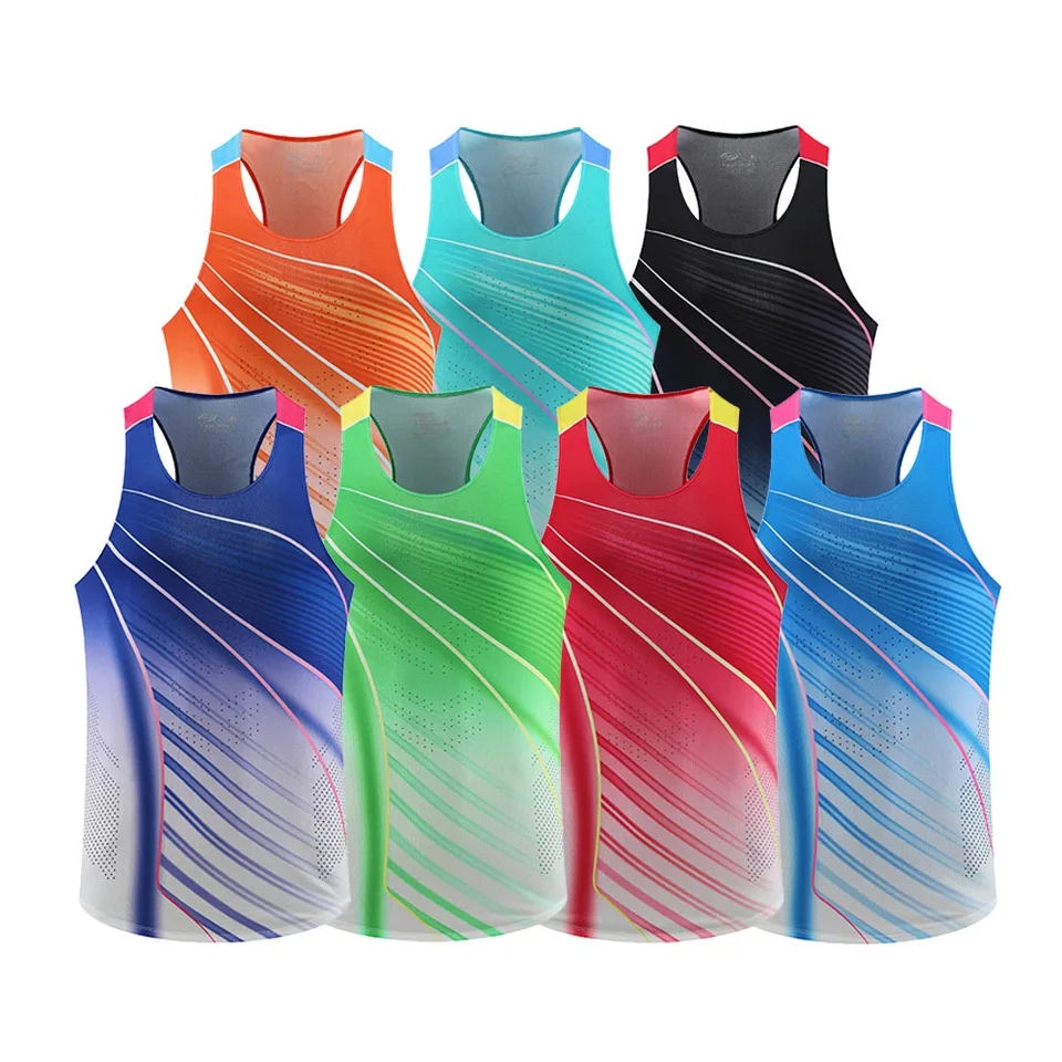 Atletika Tank Top Runnning Speed ​​Singlet Fitness košeľa Pánske rukávy bez rukávov vesta športovec Track Field Singlet Prispôsobenie
