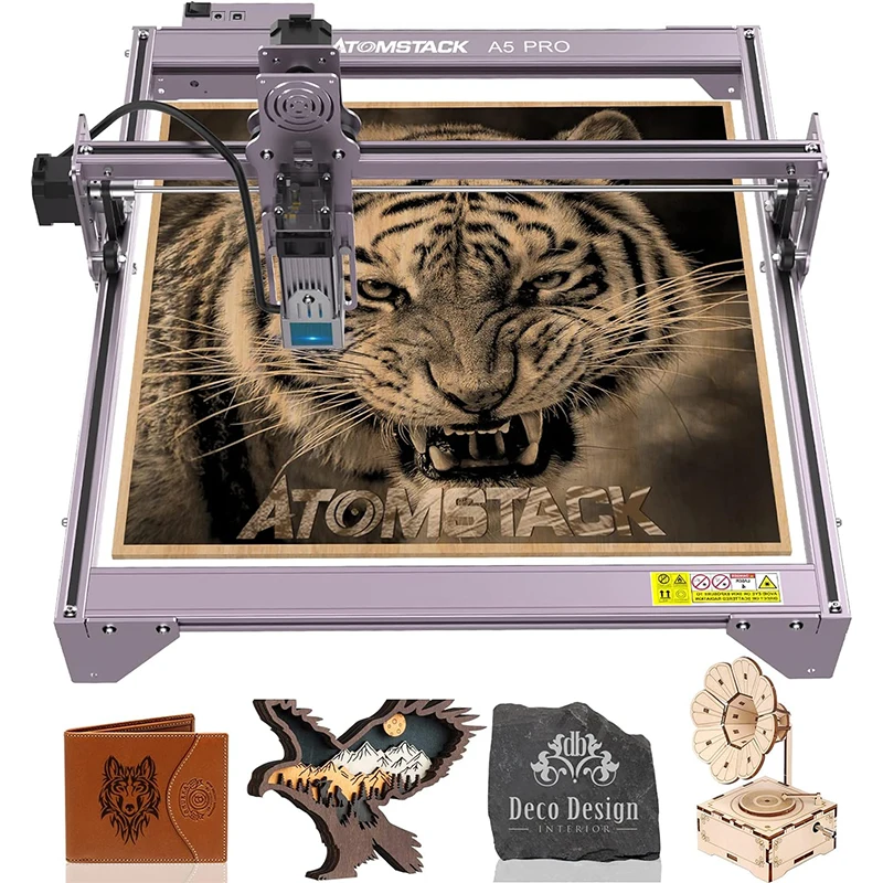 AtomStack laserový gravírovací stroj A5 PRO 40W Cutting Stroj 5-5.5 W Výstupný výkon CNC rytier
