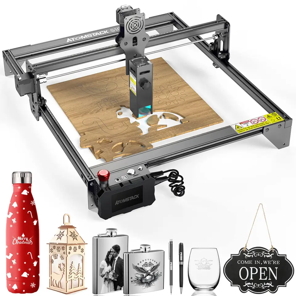 AtomStack S10 X7 A10 Pro Laser Graver Grangrajer Graniac 10000MW Dual Compressed Spot Laser Cutter pre 10-20 mm drevený akrylový rez