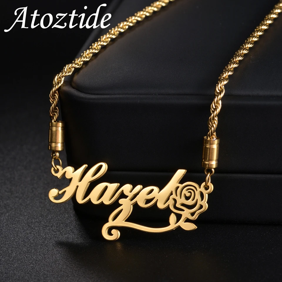 Atoztide personalizované vlastné názov náhrdelníkov pre ženy