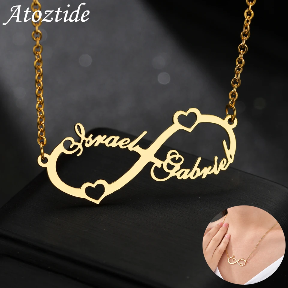 Atoztide Prispôsobte nekonečný názov náhrdelníka pre ženy Prispôsobené letná nehrdzavejúca oceľ Custom Choker Chaer Retian Jewelry Friend Gift