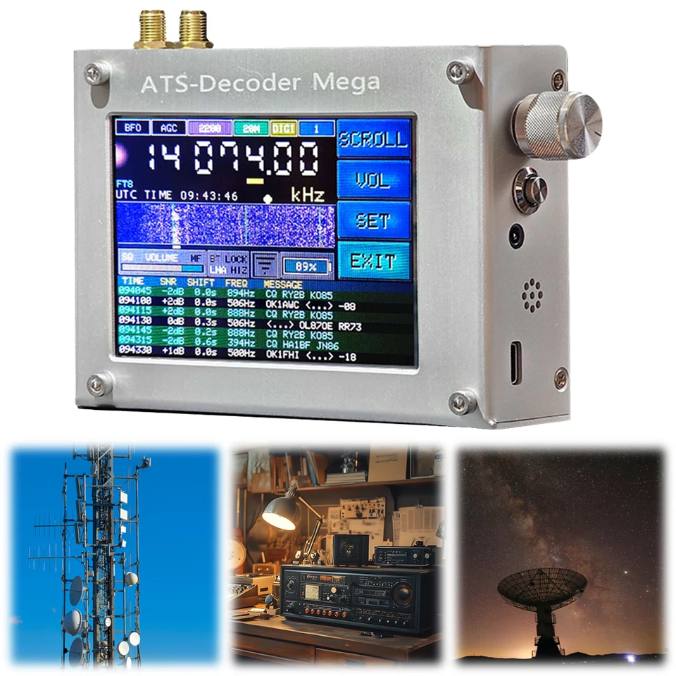 ATS-Decoder Prenosný krátky vlny rádio prijímača FM RDS AM LW MW SW SSB DSP SI4732 SDR prijímač 4inch dotykovej obrazovky 4000 mAh batéria 4 000 mAh