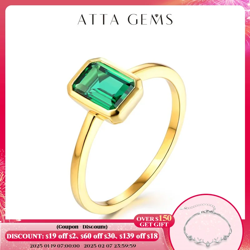 Attagems 18k Gold -thanted Emerald Rings for Women Real Silver 925 Ring Mens Jewelry Brand Brand Arniversary Party Darček Veľkoobchod