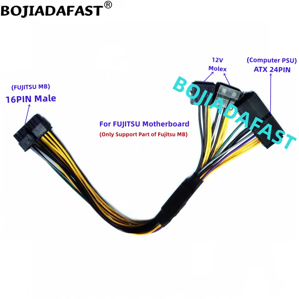 ATX 24pin s 2 molxom až 16pinovým lakom MALE MALSU COUNTABLE KABEL 30 cm pre Fujitsu D3348-A13 D3220-A12 D3162-A12 D3402-A11