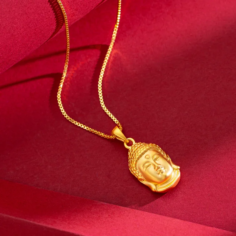 Au999 Zlato malá Buddha hlava prívesok dámsky náhrdelník 24k skutočné zlato skutočné meno Buddha prívesok retiazka na kosti