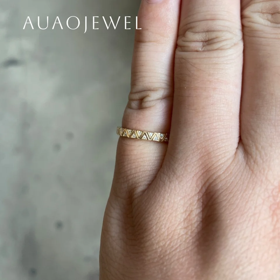 Auaojewel Moissanit Wedding Band Luxury Designer Jewelry Sterling Silver 925 Ring 18K 9k 14k skutočné zlaté ženy