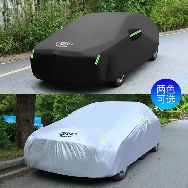 Audi A3 A4 A5 A6 B6 B7 B8 C5 C6 Q3 Q5 Q7 Body Plné kryty Čierne/strieborné vonkajšie slnko Sneh Dážď Ochrana Kryt automobilov