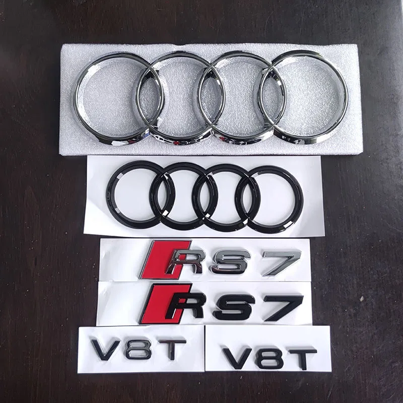 Audi rs7 4-krúžkové logo ABS čierne auto kapucňa predný gril Zadný kmeň odznak odznak RS7 Emmlem V8T Príslušenstvo nálepky