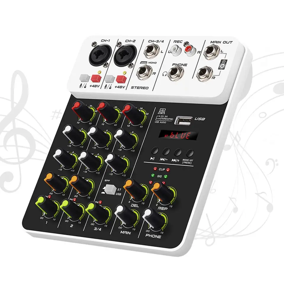 Audio Mixer Professional 48V Power DJ Mixer pre nahrávanie domáceho výkonu