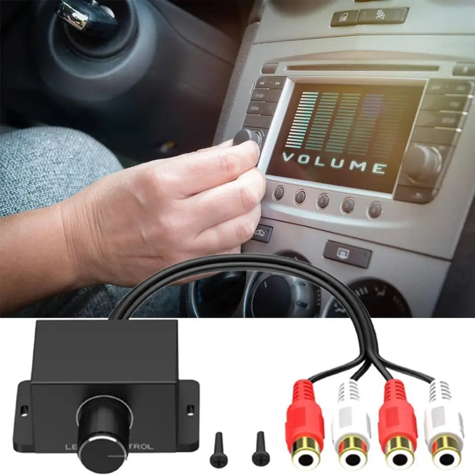 Audio zosilňovač Bass RCA úrovne Diaľkový objem ovládacieho ovládacieho gombíka Auto Objem Potentiometer LC-1 Muž 2RCA Žena UNIV E3O7
