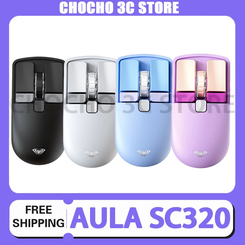 AULA SC320 MINI Xiao Qiao Mouse Wireless Blurtooth 2,4 GHz Tri-Rýchlostná trojstupňová ovládacia erogómia pre PC Prispôsobte si kancelárske darčeky