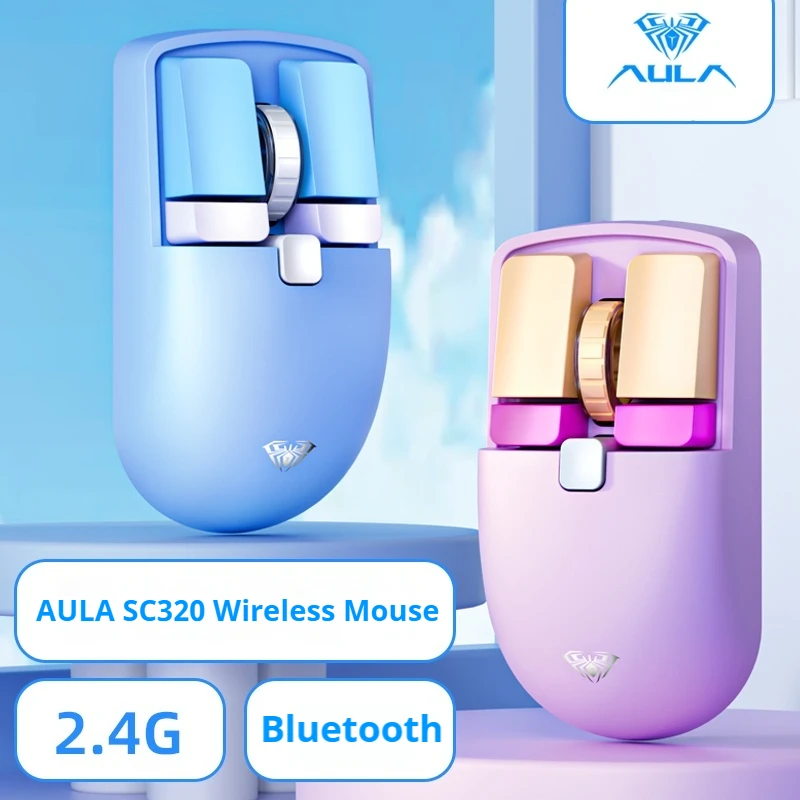 AULA SC320 Wireless MOSH MINI MINI 2.4G Wireless Bluetooth Dual-Mode Mouse, Myš počítačový počítač prenosného počítača, nabíjateľná, ergonomická, biela