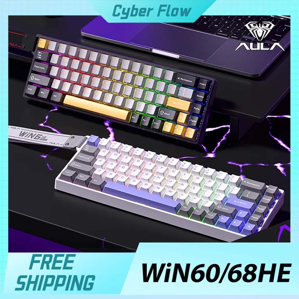 AULA WIN60 HE Klávesnica win68he magnetickí prepínač Klávesnica 8k káblové RGB Prispôsobené horúce swap eSports Gamer Mechanical Keyboards Gift