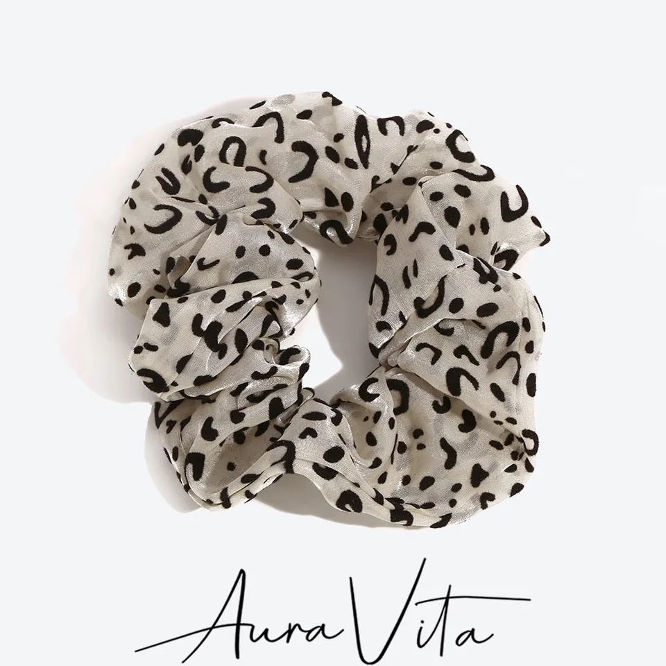 Auravita Leopard Tlač vysokej elasticity scrunchies vlasové lano Party Kreatívne vlasy kravata 2024 Nový trend kúzlo vlasové doplnky darček