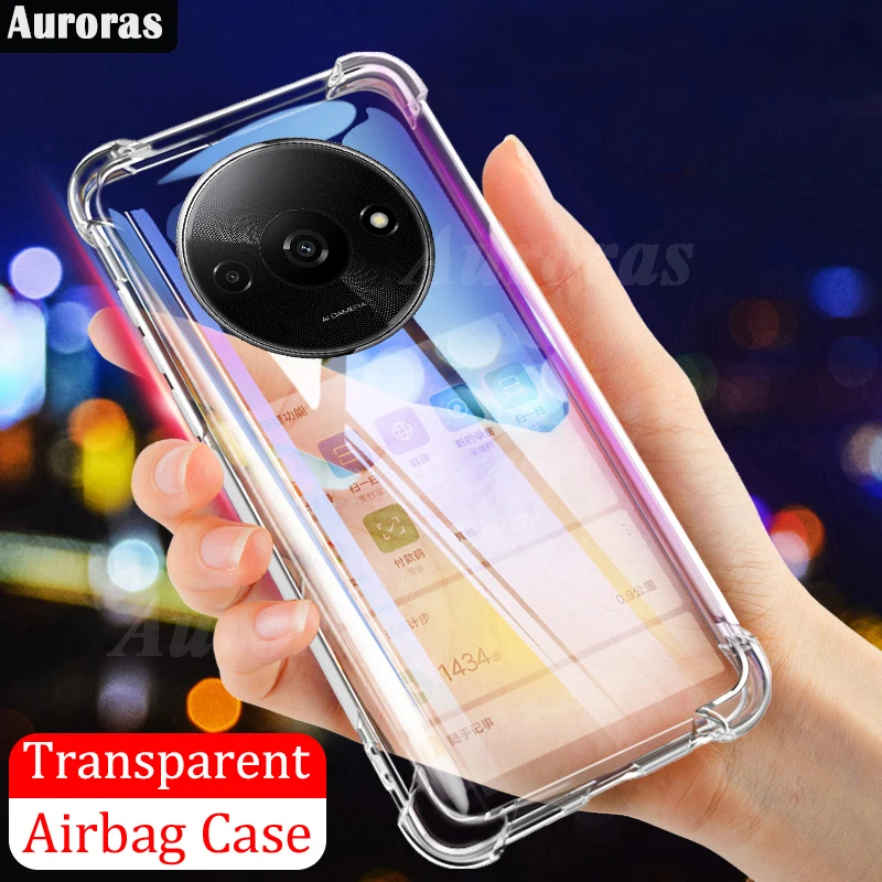 Auroras pre Redmi A3 Case Clear Airbag Rohy mäkké škrupiny pre zadný kryt Redmi A2 plus nárazový odolný zadný kryt