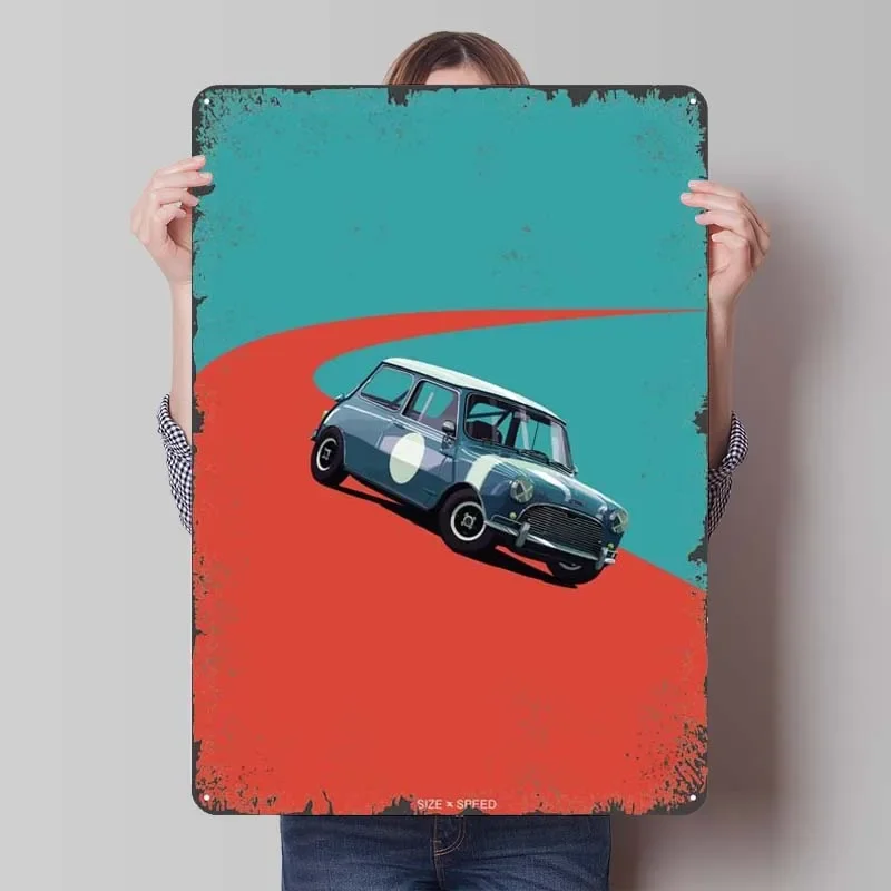 Austin Mini Cooper Tinplate Sign Autá autá Plagáty Dekorácie obýva