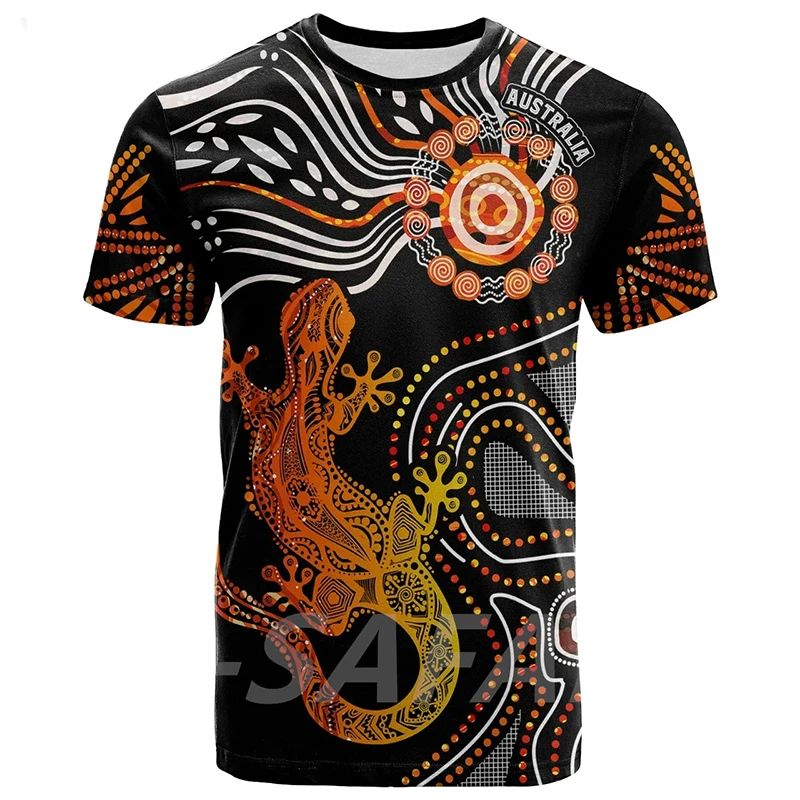 Austrália domorodý jašterica slnečné žiarenie vzor 3d tlačené tričká Street Casual O Castry T-Shirt Men Ženy Harajuku krátke rukávy Tops
