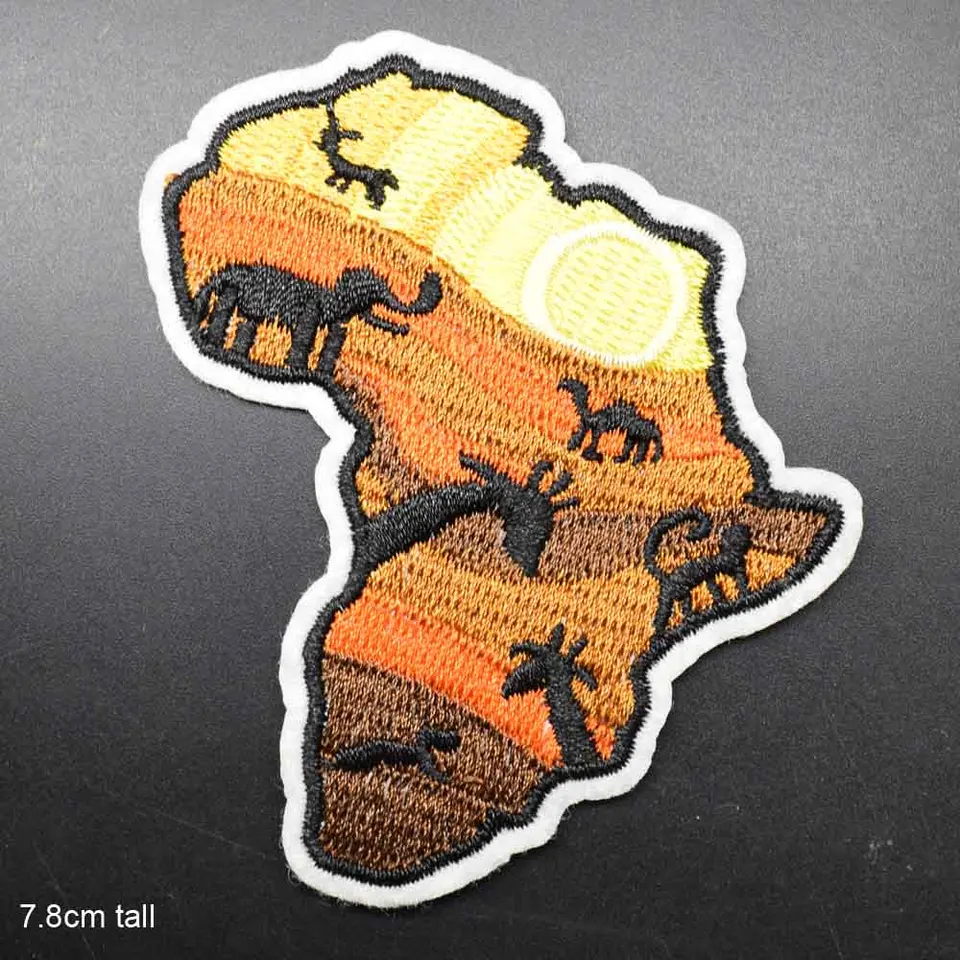 Austrália Taliansko Afrika Map železo na vyšívaných šatách pre oblečenie pre odevné nálepky Veľkoobchod