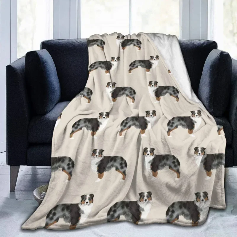 Austrálsky pastier Sherpa fleece prikrývka Hrot pre domácu kanceláriu cestovná pohovka Warm Cozy Cozy Lightweight Fleece Bed Decet Gift