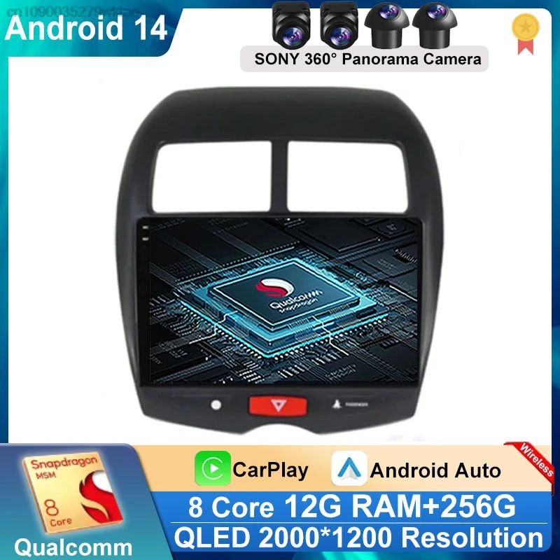 Aut Radio Android 14 pre Mitsubishi ASX 1 2010 2011 - 2016 C4 Peugeot 4008 GPS CarPlay Multimedia Player Navigation Stereo Audio Audio