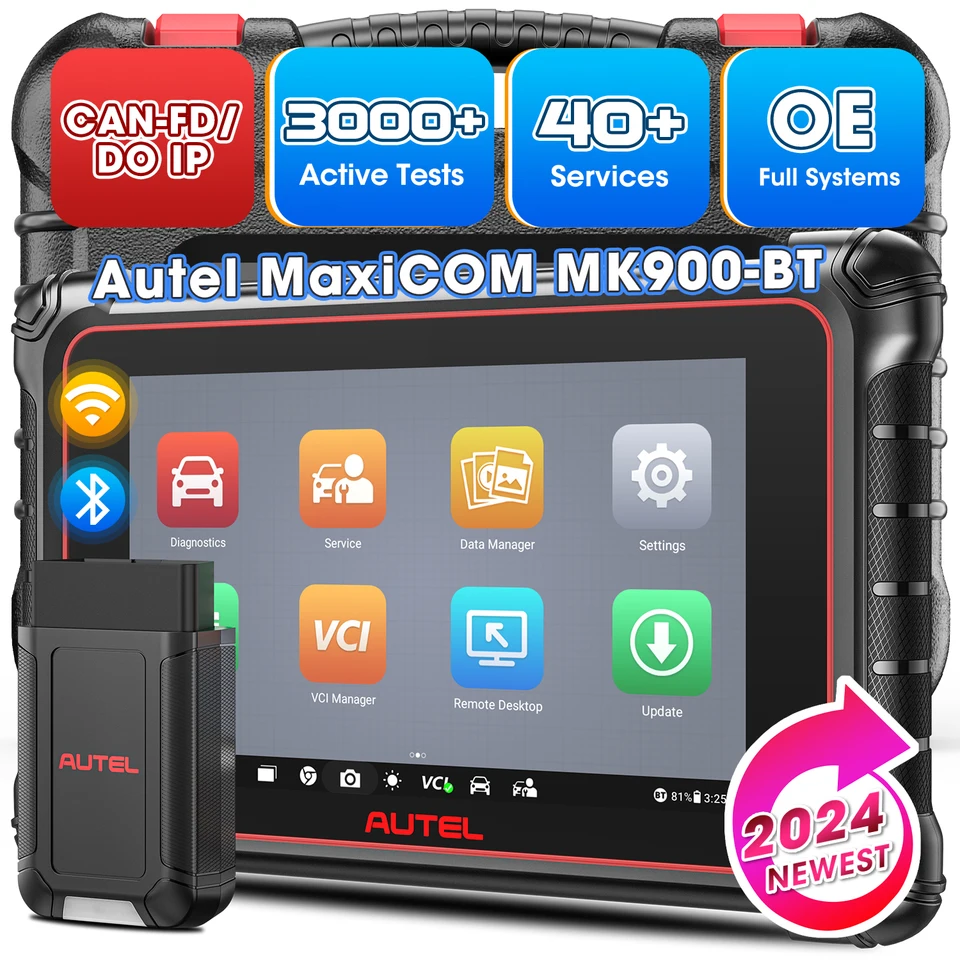 Autel Maxicom MK900-BT Diagnostický skener bezdrôtový DOIP / CAN FD SCAN nástroj 11 OS FCA SGW 40+ Service