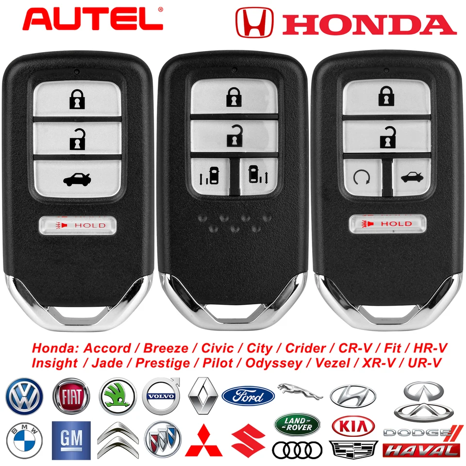 Autel Remote for Honda Universal Key FOB pre Honda Accord Civic City CRV Jazz XR-V Vezel HR-V FRV 313 433MHz ID47/ ID4A/ ID46