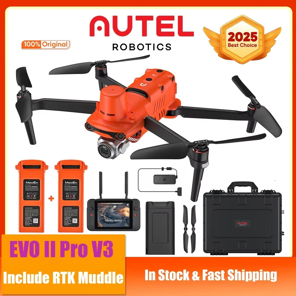Autel Robotics EVO II PRO RTK V3 DRON DRONGGED BAUNDLE 20MP Photo a 6k/30fps Video Profesionálne prieskumy a mapovanie dron na sklade