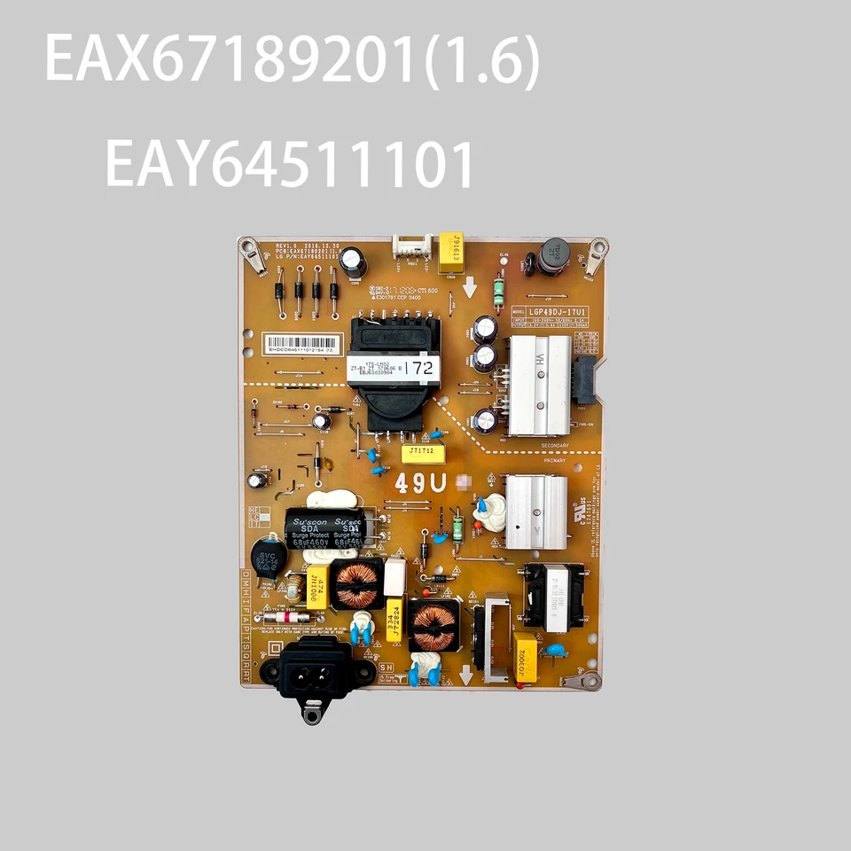 Autentická originálna televízna energetická doska EAX67189201 (1.6) EAY64511101 funguje správne a je pre 49 